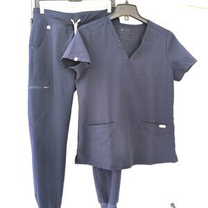 FIGS Scrub Set Technical Collection Top & Pants Size S Navy Casma Zamora Jogger